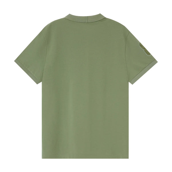 Cotton/Lycra Pique Flat Knitted Collar Short Sleeve Slim Embroidery Lion Polo