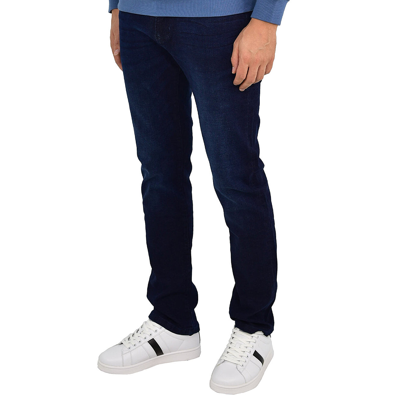 بنطلون جينز ضيق بقصة مدببة من القطن/السباندكس