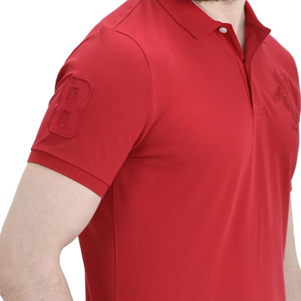 Cotton/Lycra Pique Knitted Collar Short Sleeve Slim Embroidery Bold Polo