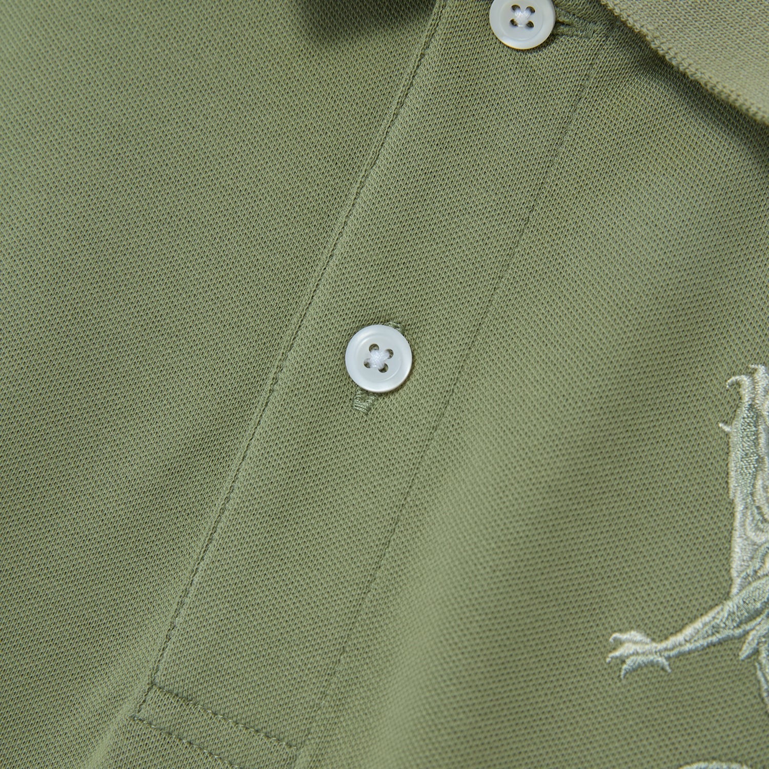 Cotton/Lycra Pique Flat Knitted Collar Short Sleeve Slim Embroidery Lion Polo