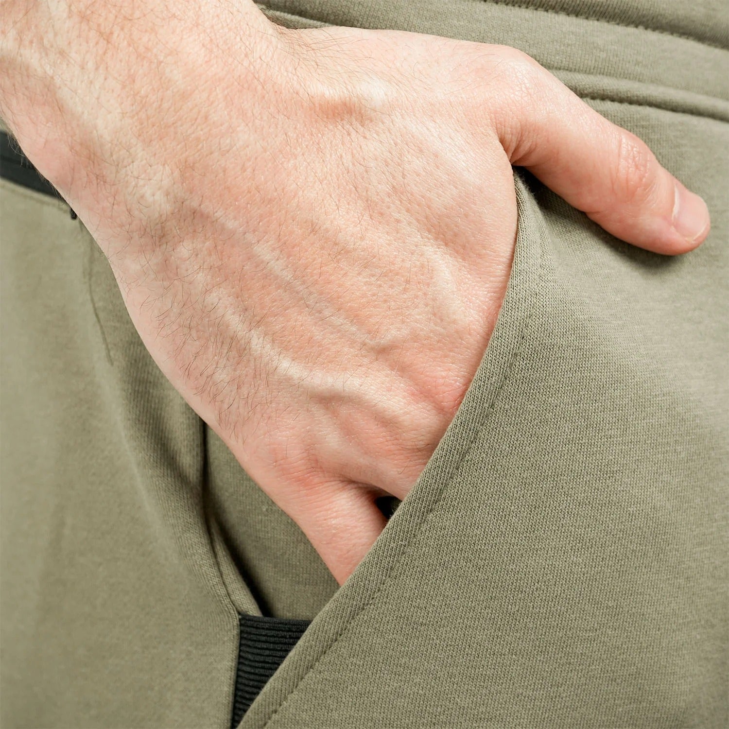 بنطال رياضي متوسط ​​الارتفاع بقصة ضيقة ومطاطية من القطن/البوليستر من قماش تيري فرنسي