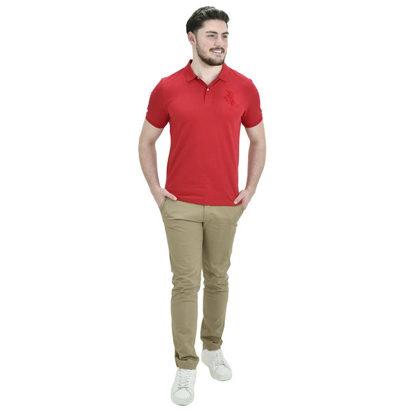 Cotton/Lycra Pique Knitted Collar Short Sleeve Slim Embroidery Bold Polo