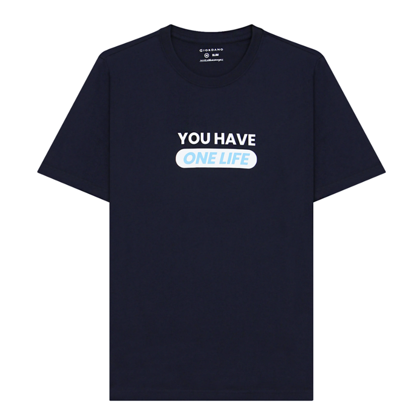 تيشيرت قطني مطبوع بأكمام قصيرة ورقبة دائرية وياقة دائرية