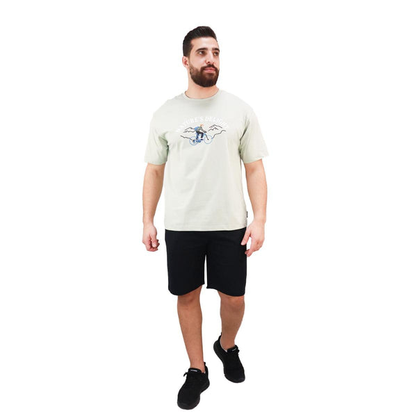 Cotton/Polyster Jersey Crewneck Short Sleeve Print Tees (Natural Delight)