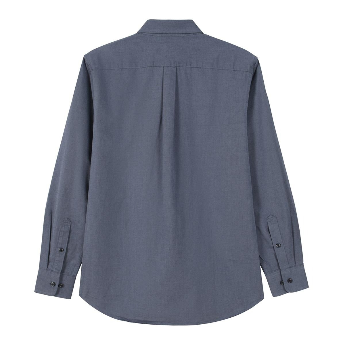 قميص قطني أكسفورد فلانيل بأكمام طويلة وقصة ضيقة مطرزة، قابل للغسل