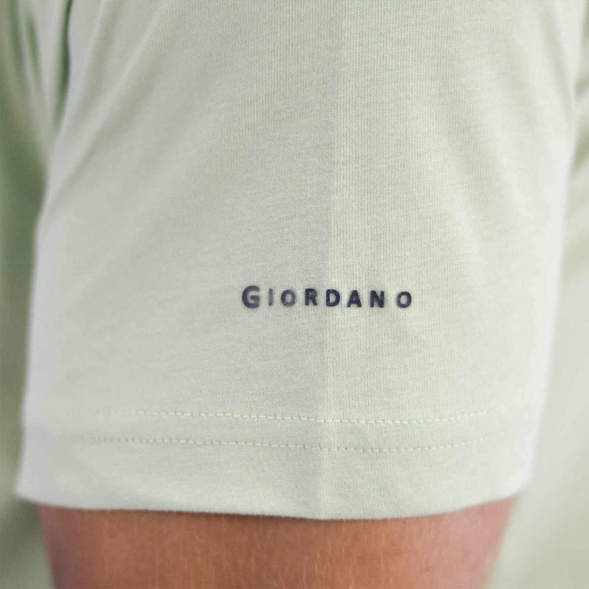 تيشيرت قطني ضيق بأكمام قصيرة ورقبة دائرية وياقة دائرية