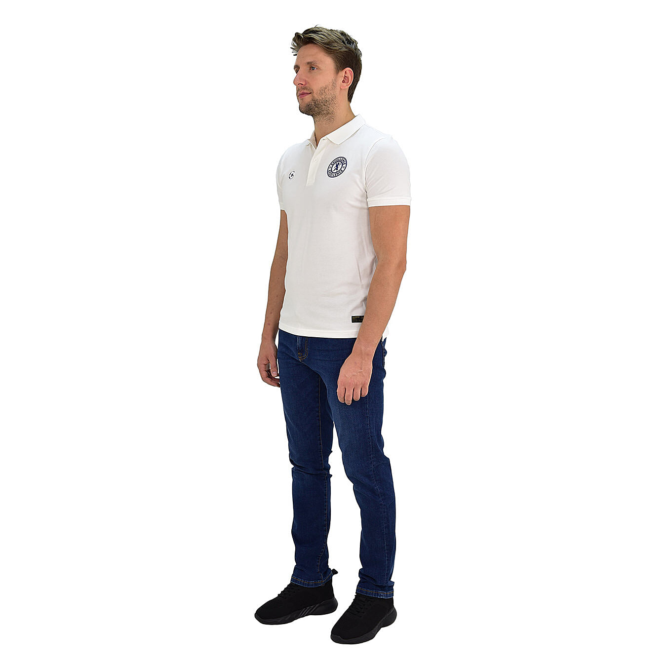 بنطلون جينز ضيق بقصة مدببة من القطن/السباندكس