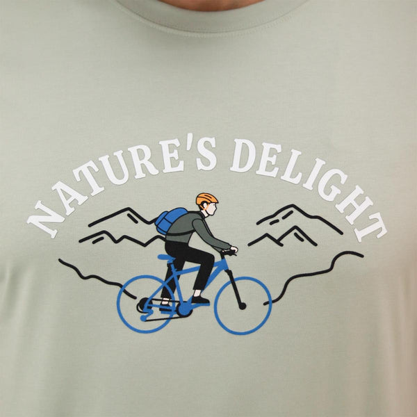 Cotton/Polyster Jersey Crewneck Short Sleeve Print Tees (Natural Delight)