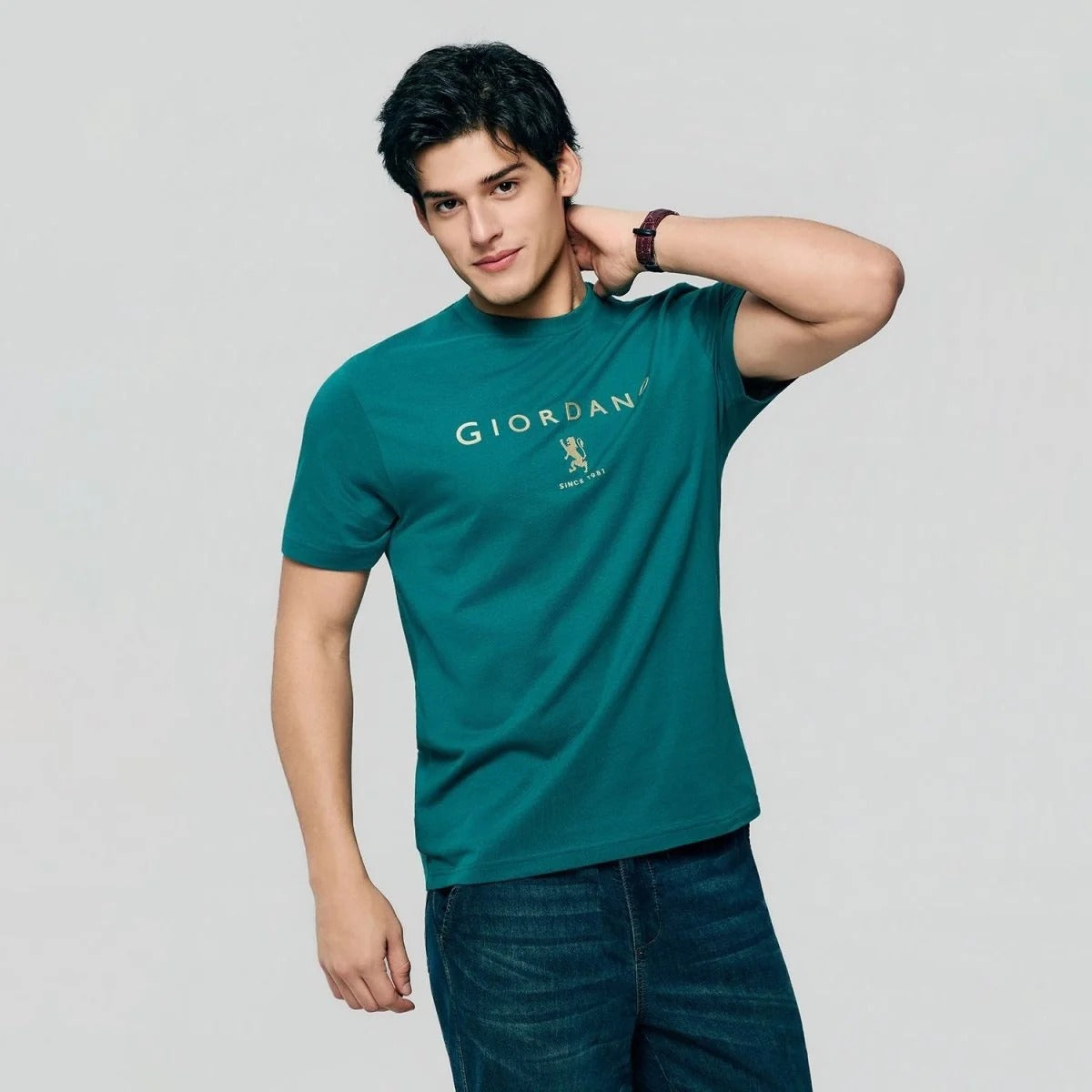 Men's Slim Cotton Crew Neck Signature Print Tee