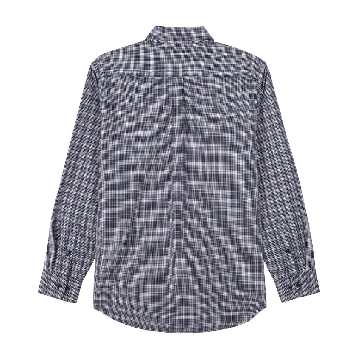 قميص قطني أكسفورد فلانيل بأكمام طويلة وقصة ضيقة مطرزة، قابل للغسل