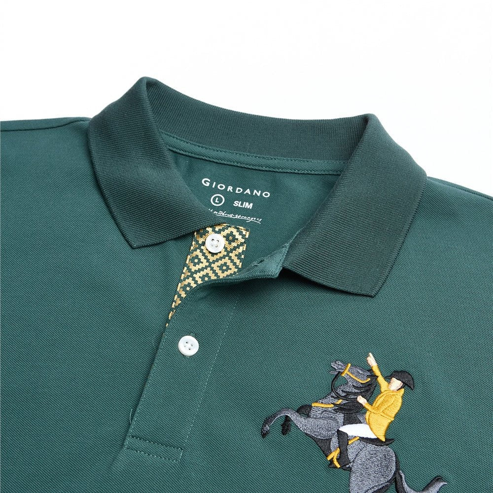 Men’s Cotton Slim Pique Polo with Napoleon Embroidery