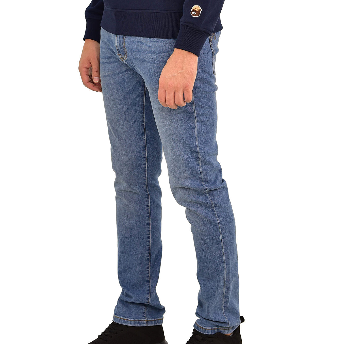 بنطلون جينز ضيق بقصة مدببة من القطن/السباندكس