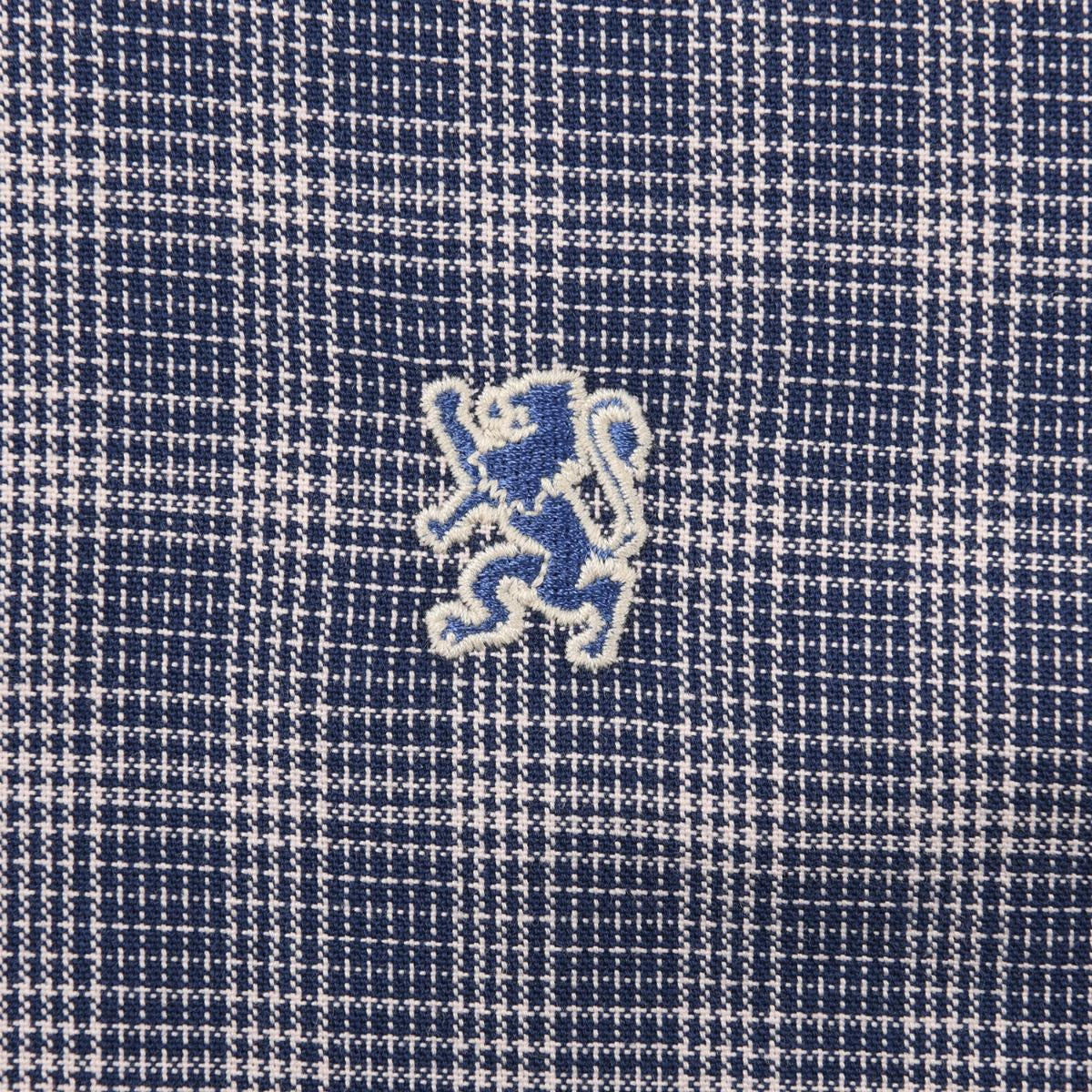 قميص قطني أكسفورد فلانيل بأكمام طويلة وقصة ضيقة مطرزة، قابل للغسل