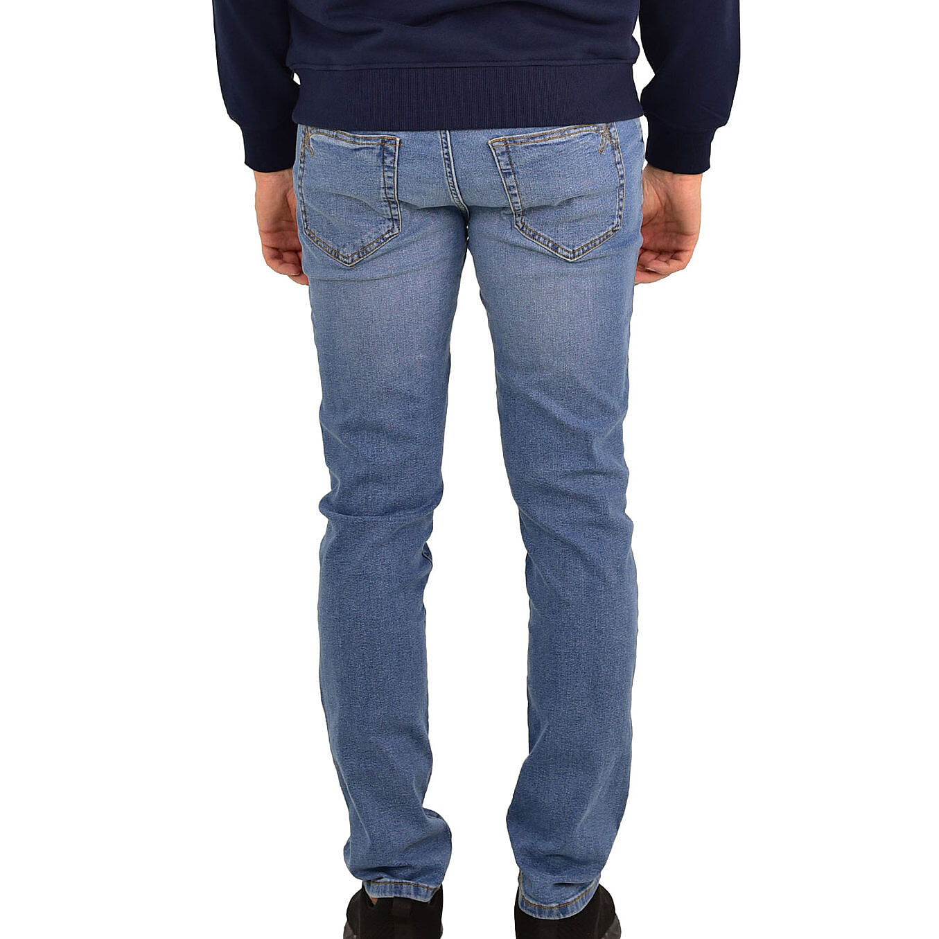 بنطلون جينز ضيق بقصة مدببة من القطن/السباندكس