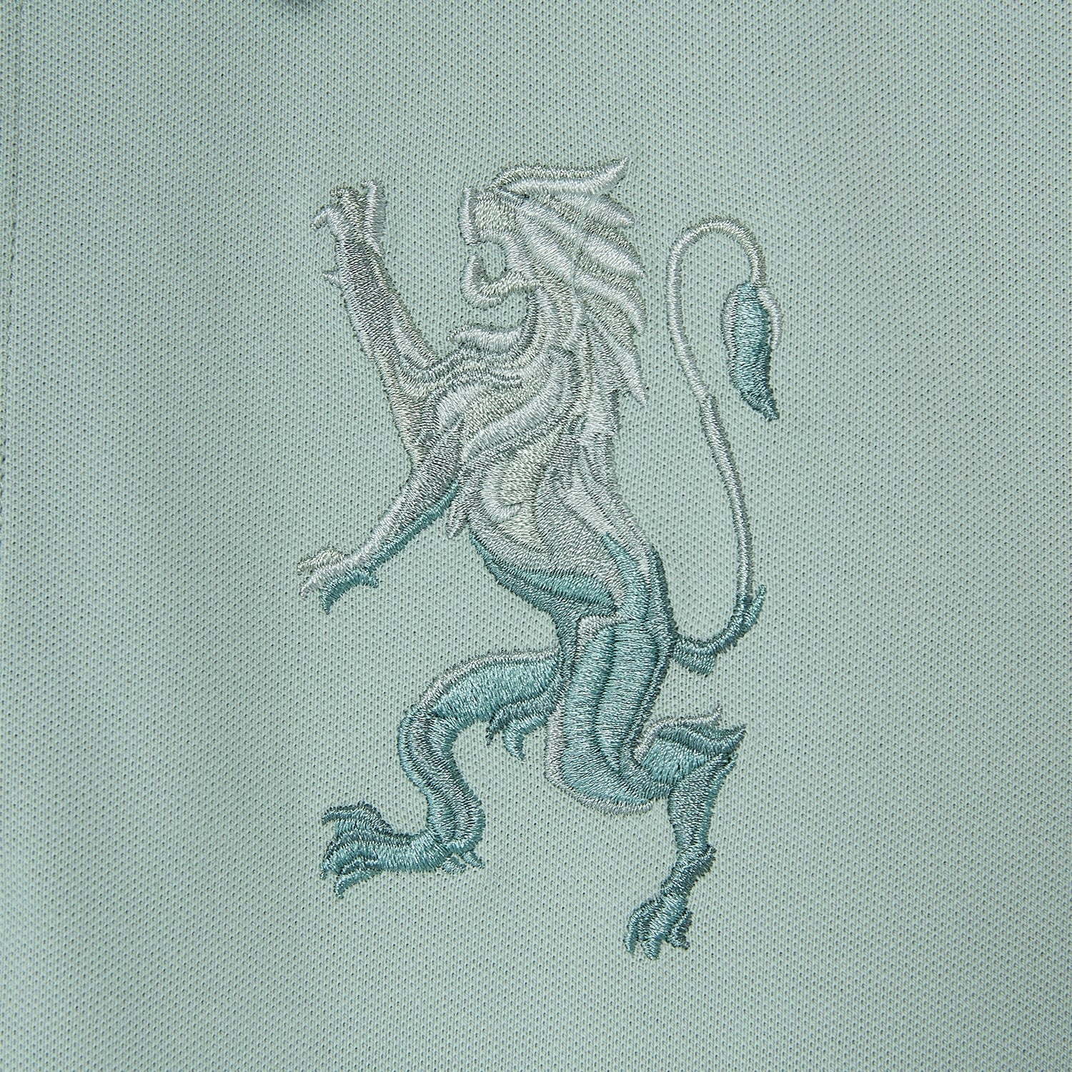 Cotton/Lycra Pique Flat Knitted Collar Short Sleeve Slim Embroidery Lion Polo