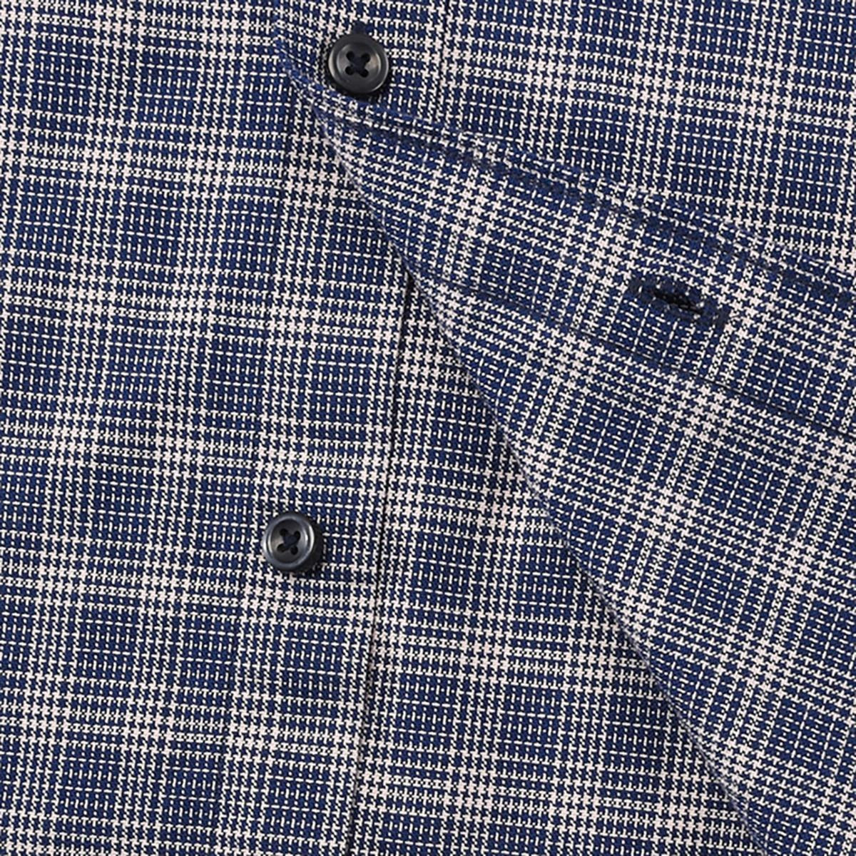 قميص قطني أكسفورد فلانيل بأكمام طويلة وقصة ضيقة مطرزة، قابل للغسل