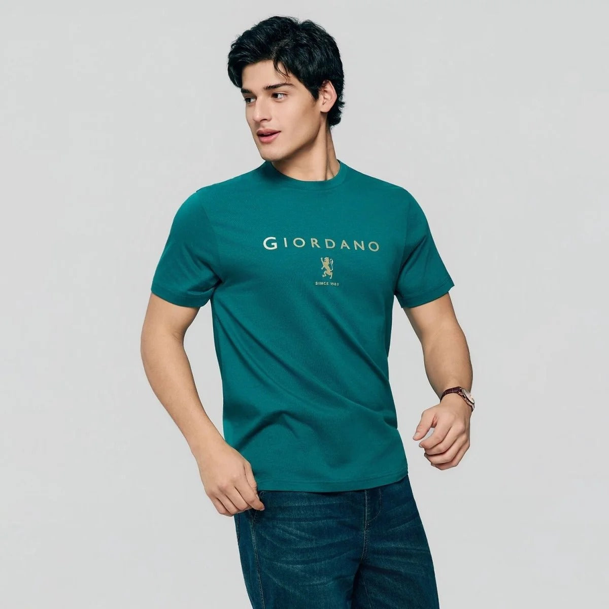 Men's Slim Cotton Crew Neck Signature Print Tee
