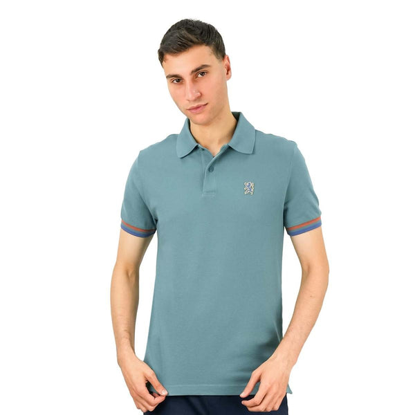 Cotton Pique Flat Knitted Collar Short Sleeve Slim Embroidery Solid Polo