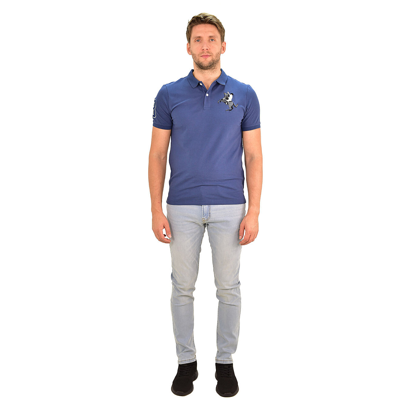 بنطلون جينز ضيق بقصة مدببة من القطن/السباندكس