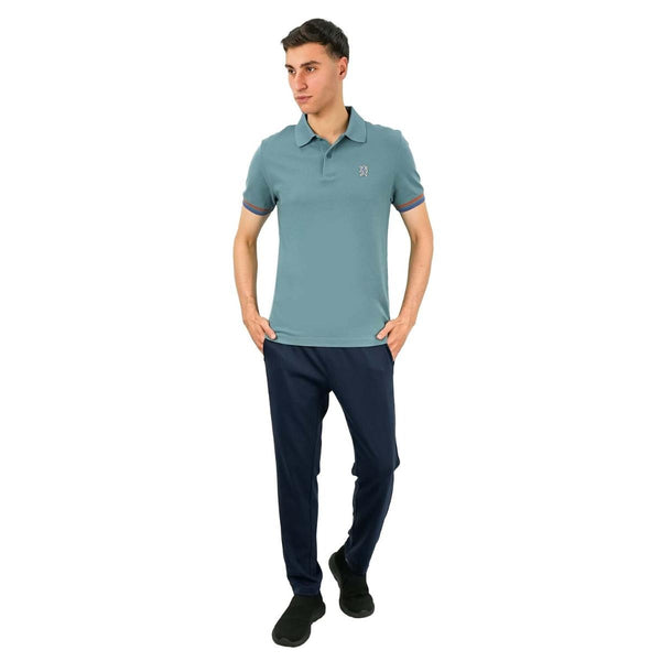 Cotton Pique Flat Knitted Collar Short Sleeve Slim Embroidery Solid Polo