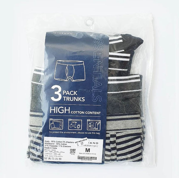 Cotton/Spandex Jersey 3 Pack Trunks (Jacquard Waistband Essentials)