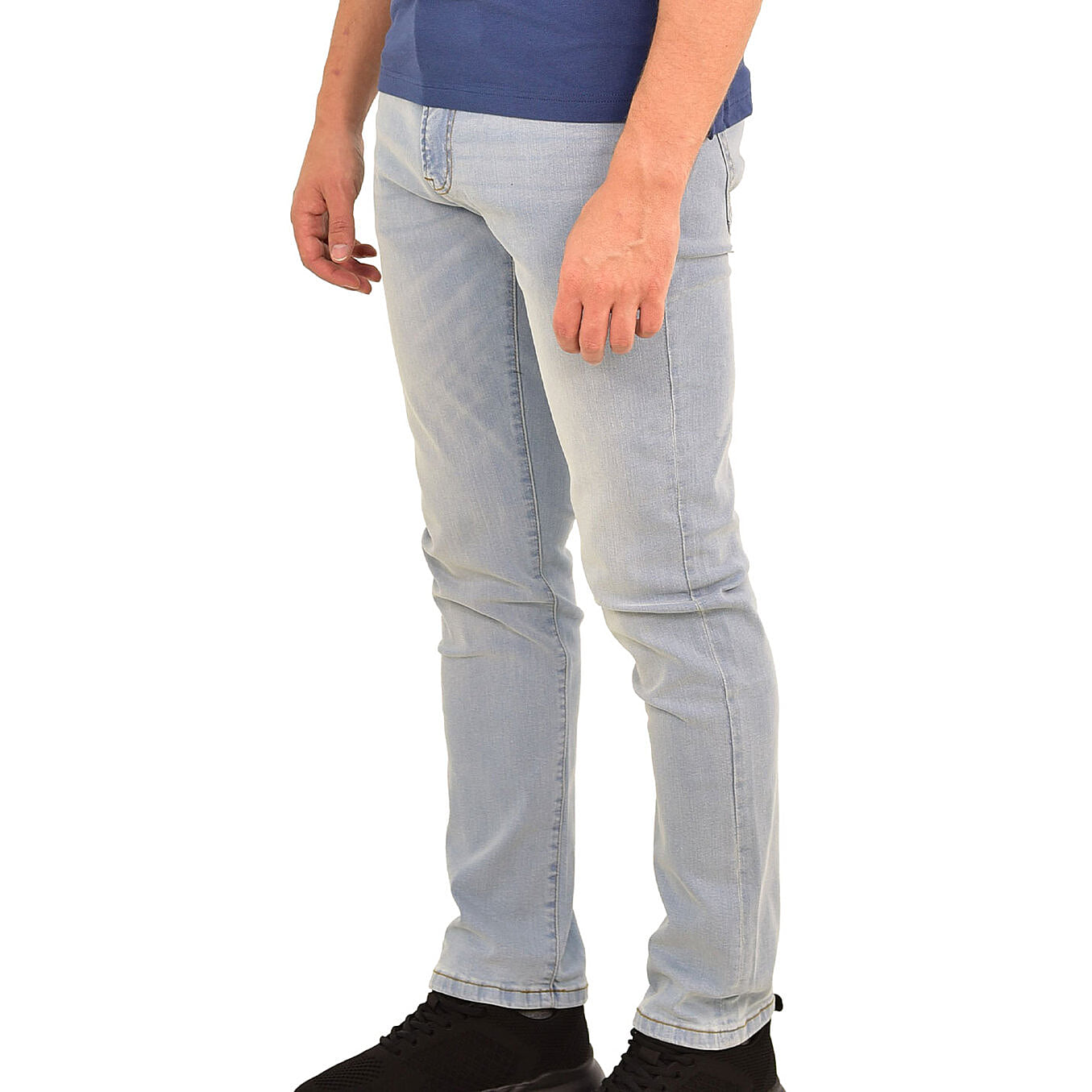 بنطلون جينز ضيق بقصة مدببة من القطن/السباندكس