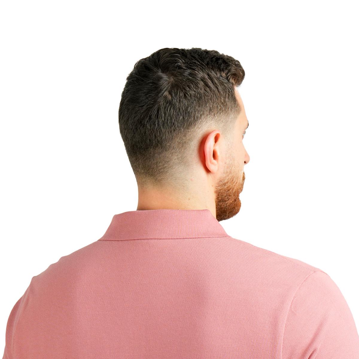 قميص بولو قطني بيكيه بياقة محبوكة مسطحة وأكمام قصيرة مطرزة بلون موحد (قميص بولو رياضي)