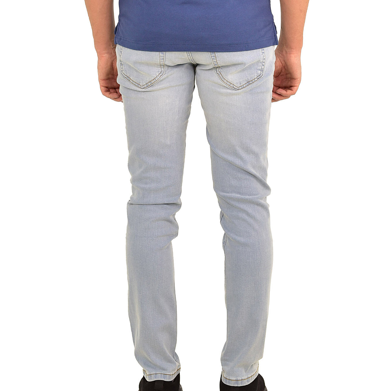 بنطلون جينز ضيق بقصة مدببة من القطن/السباندكس