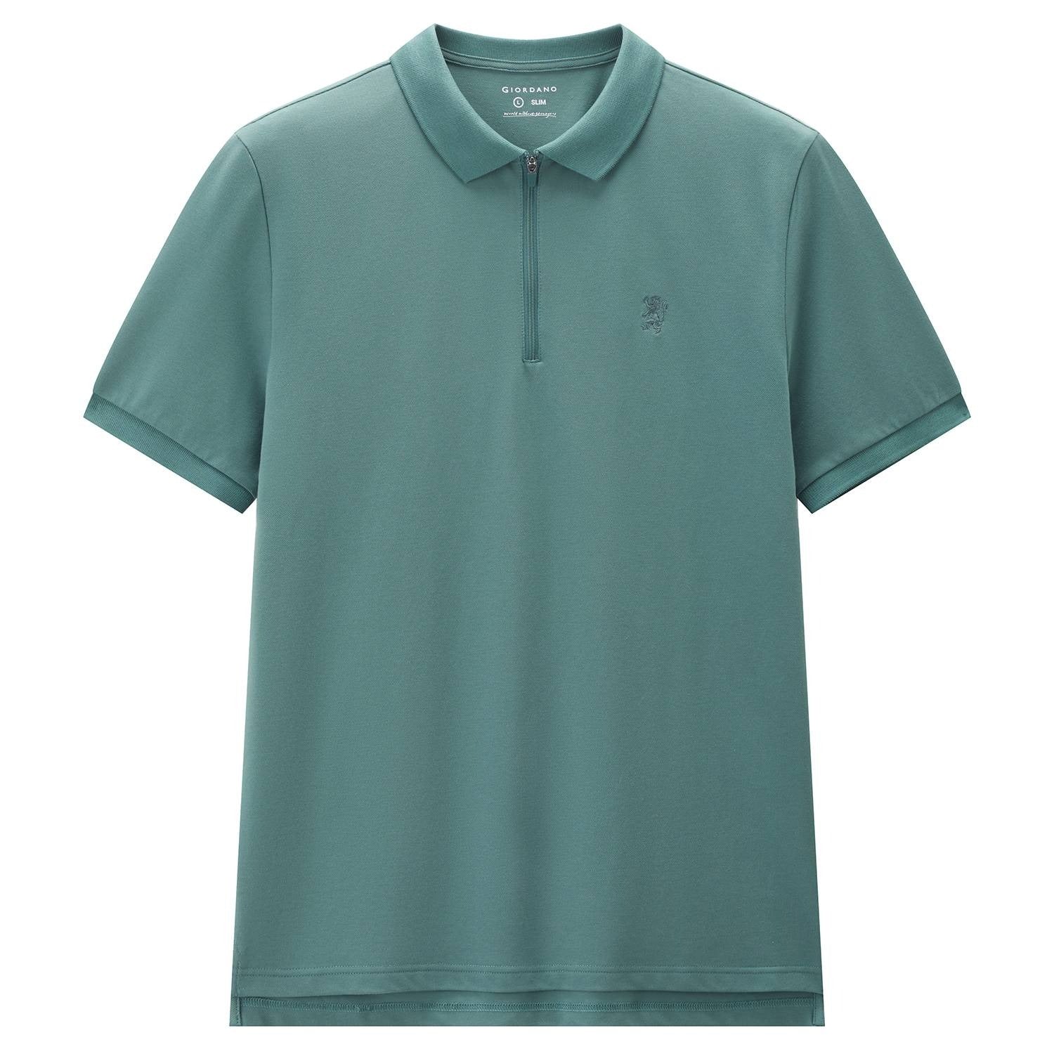Men's Slim Fit Small Lion Zipper Polo