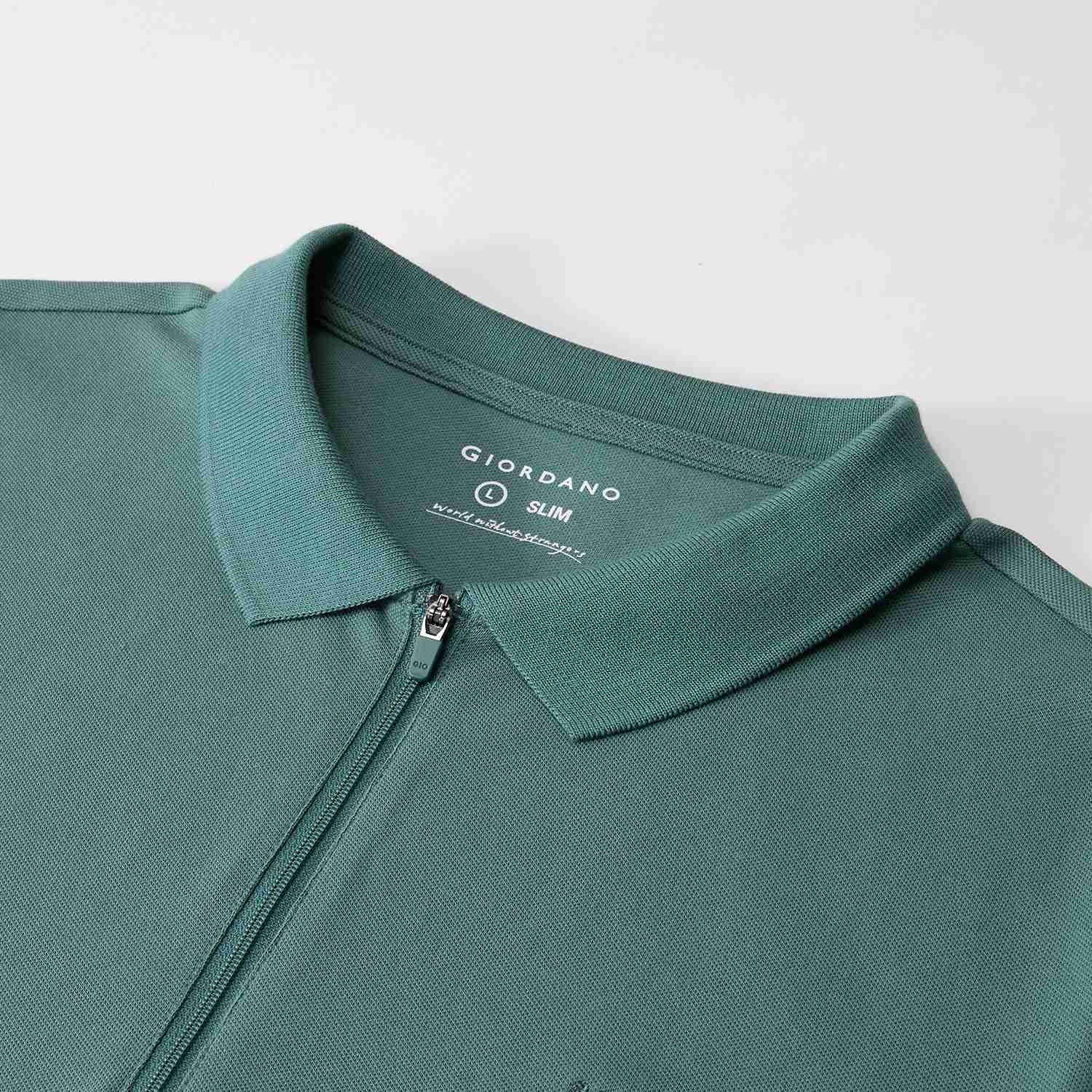 Men's Slim Fit Small Lion Zipper Polo