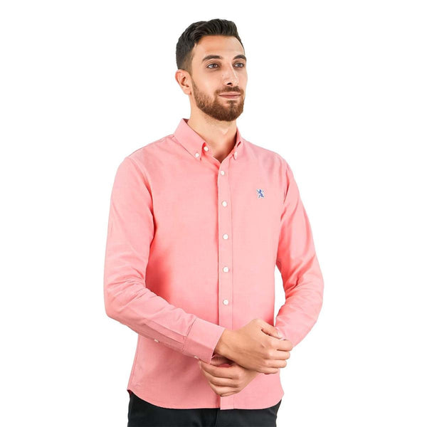 Cotton Oxford Flannel Long Sleeve Slim Embroidery Garment Wash Shirt