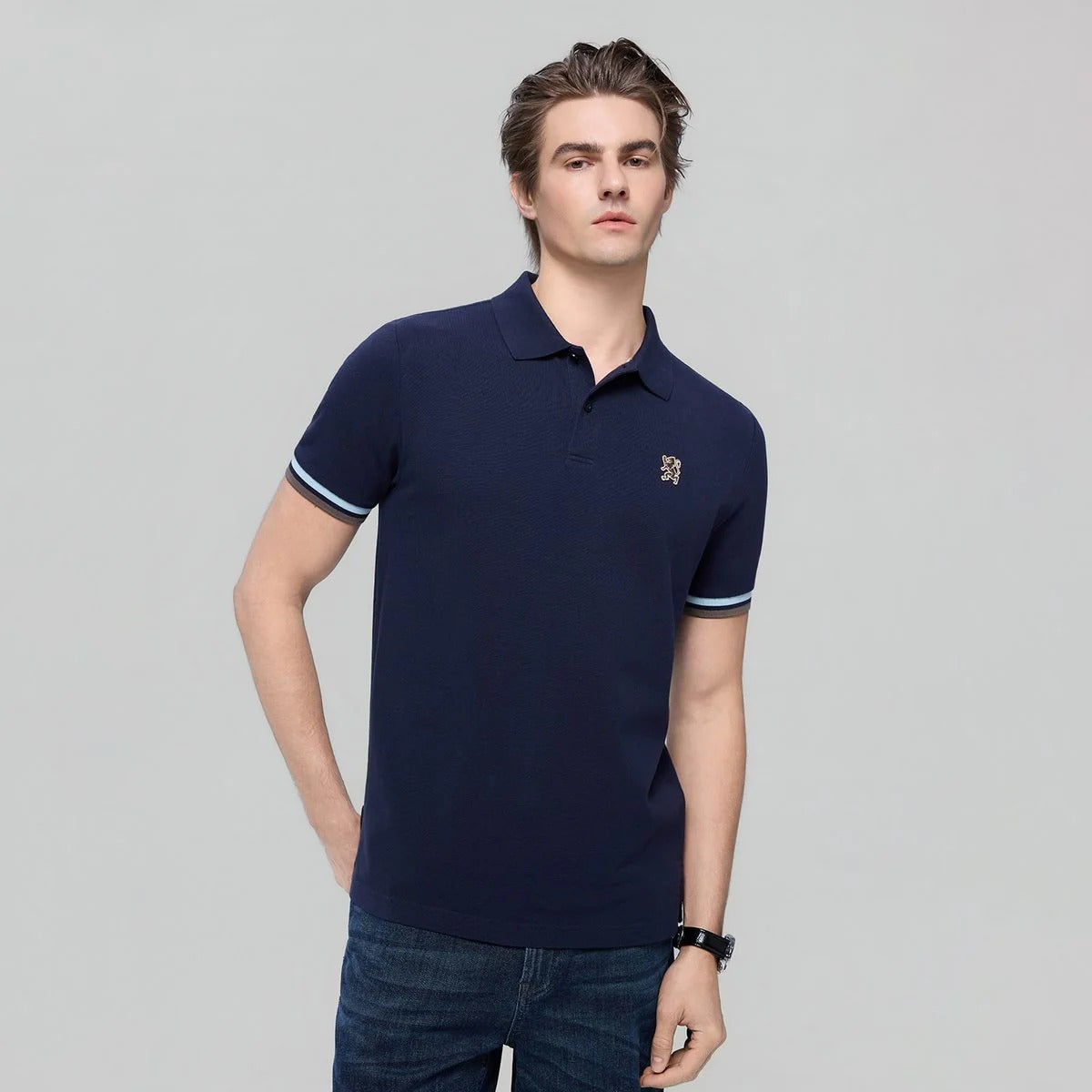 Men’s Slim Fit Embroidery Solid Polo