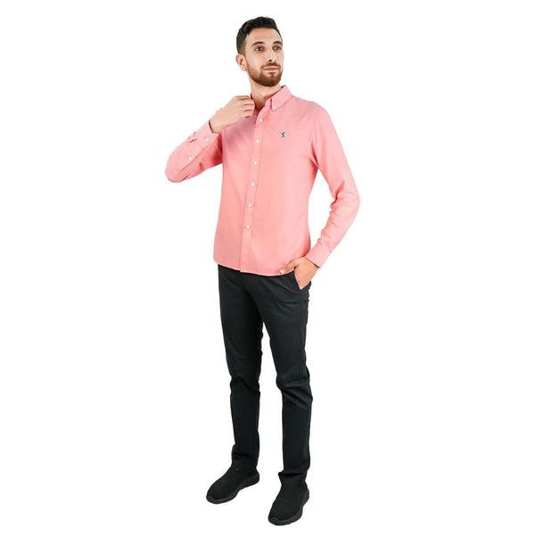Cotton Oxford Flannel Long Sleeve Slim Embroidery Garment Wash Shirt