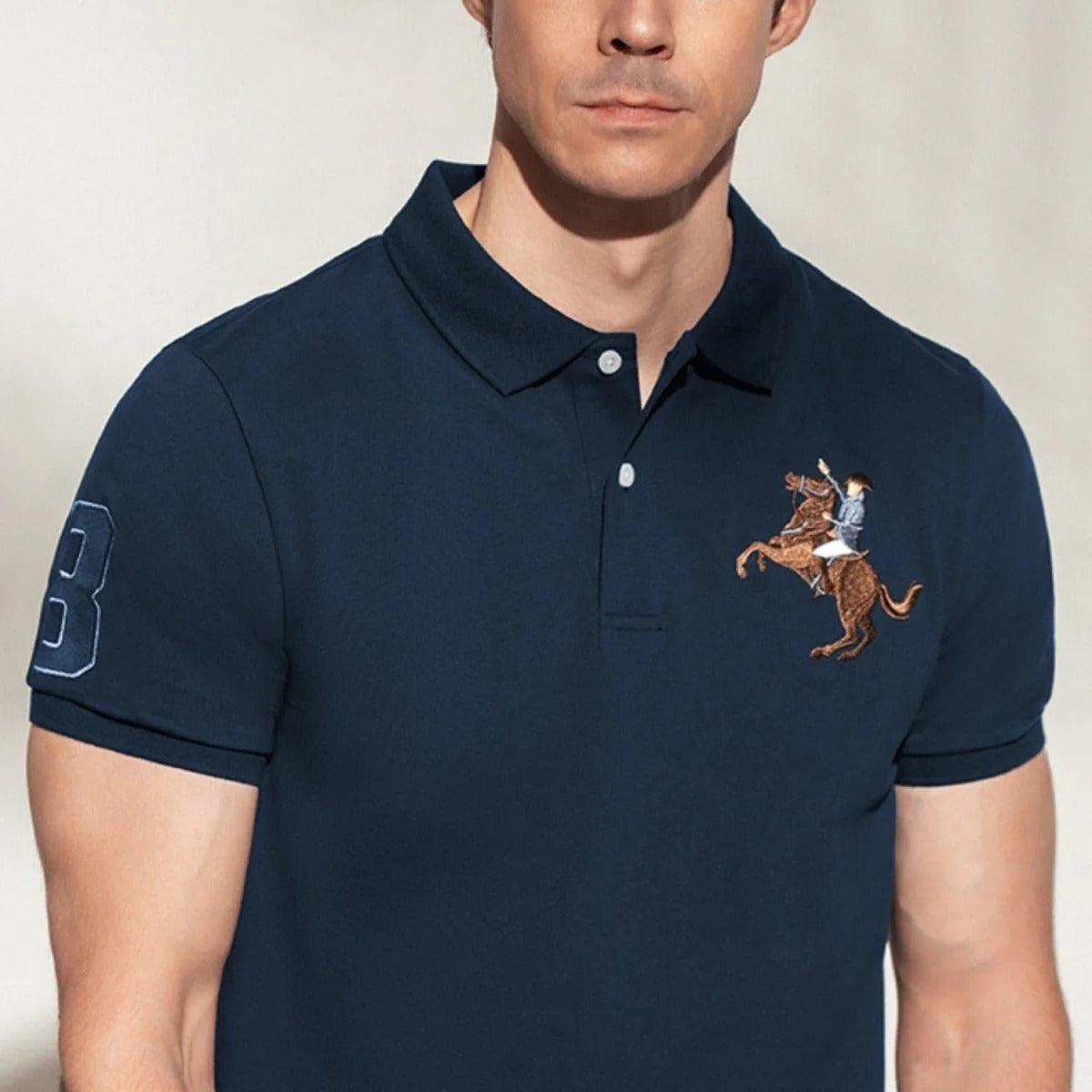 Men's Slim Fit Napoleon Embroidery Lycra Pique Polo