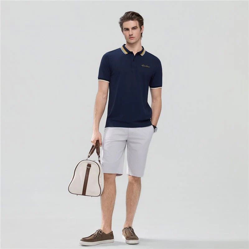 Men's Slim Pique Polo With Contrast Collar & Signature Embroidery