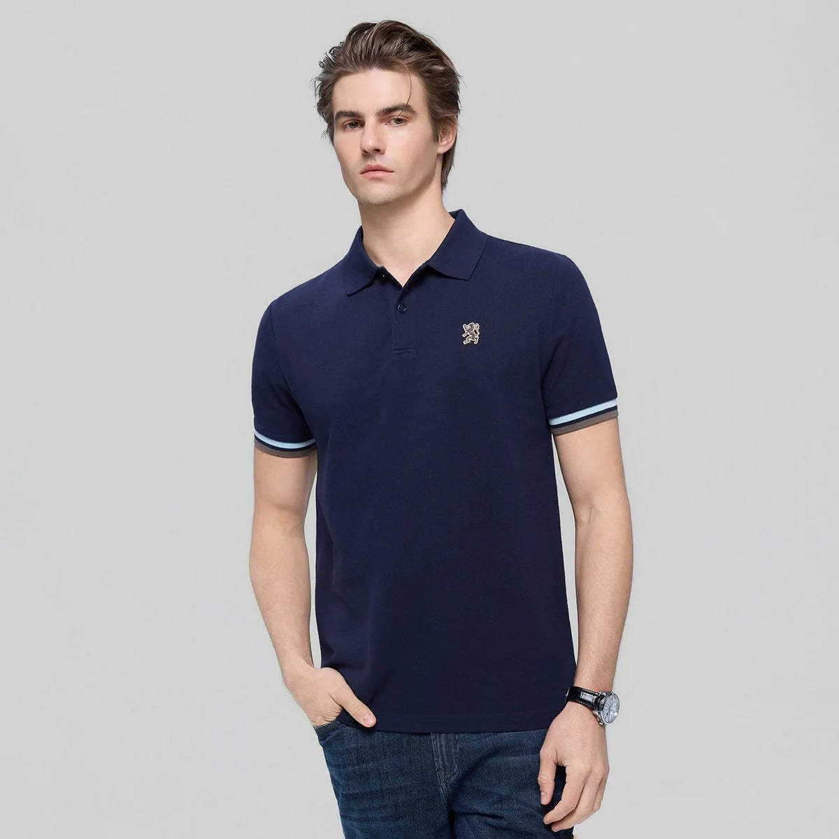 Men’s Slim Fit Embroidery Solid Polo