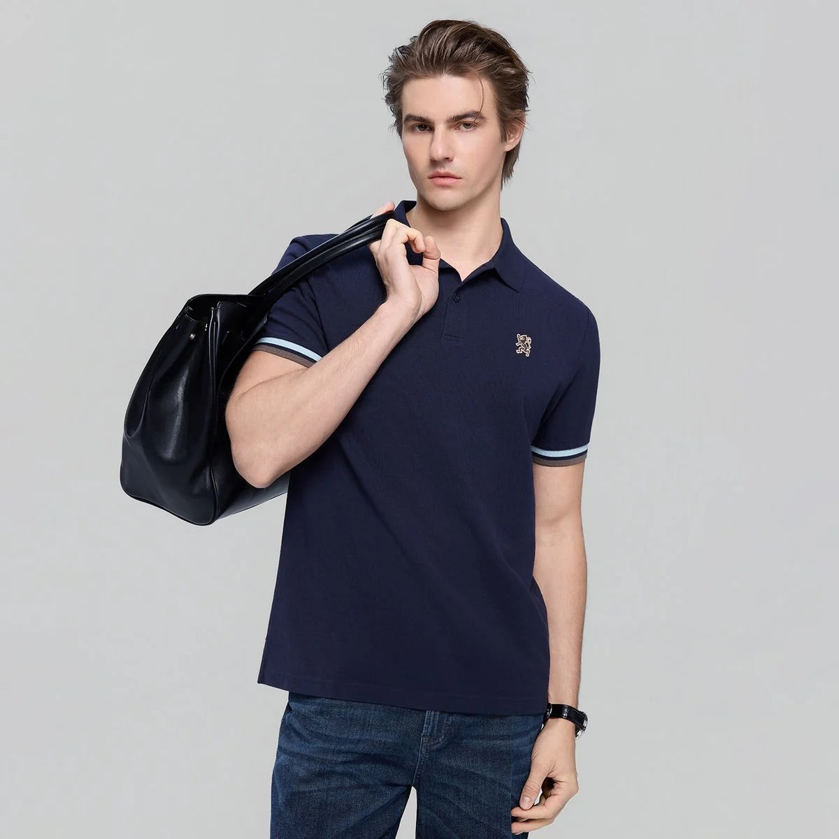 Men’s Slim Fit Embroidery Solid Polo