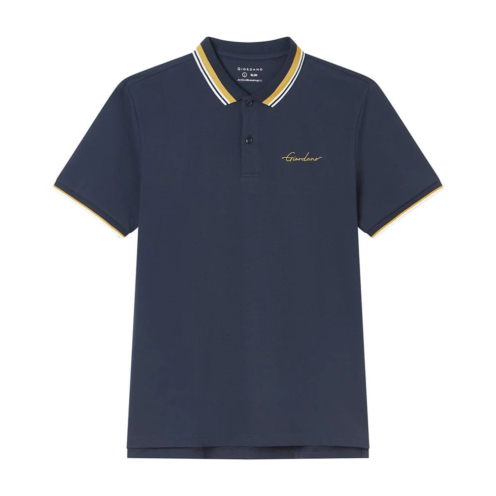 Men's Slim Pique Polo With Contrast Collar & Signature Embroidery