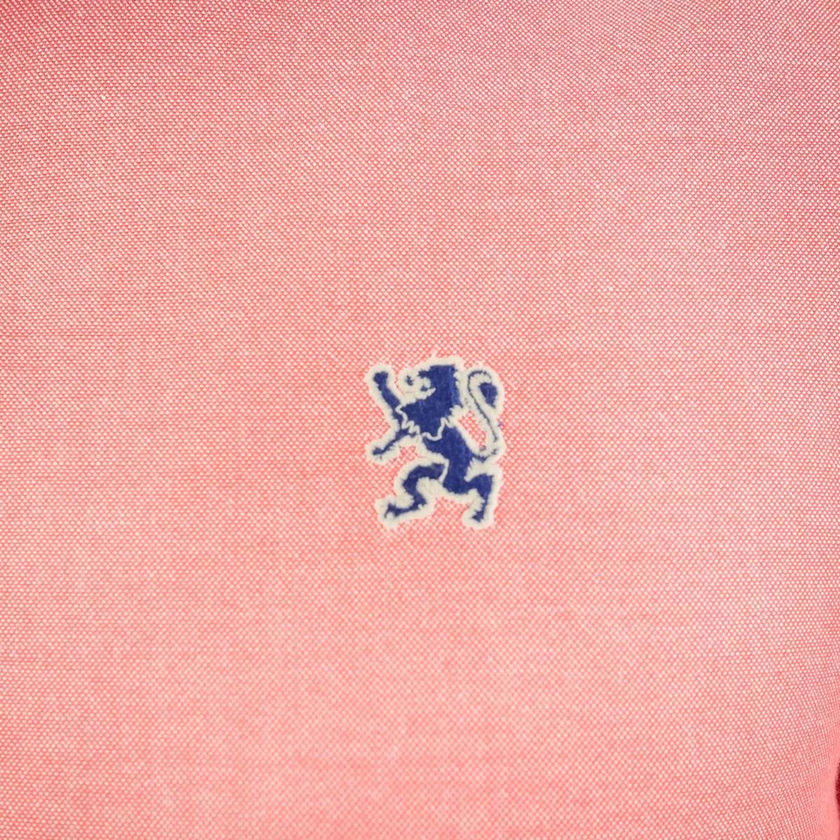 قميص قطني أكسفورد فلانيل بأكمام طويلة وقصة ضيقة مطرزة، قابل للغسل