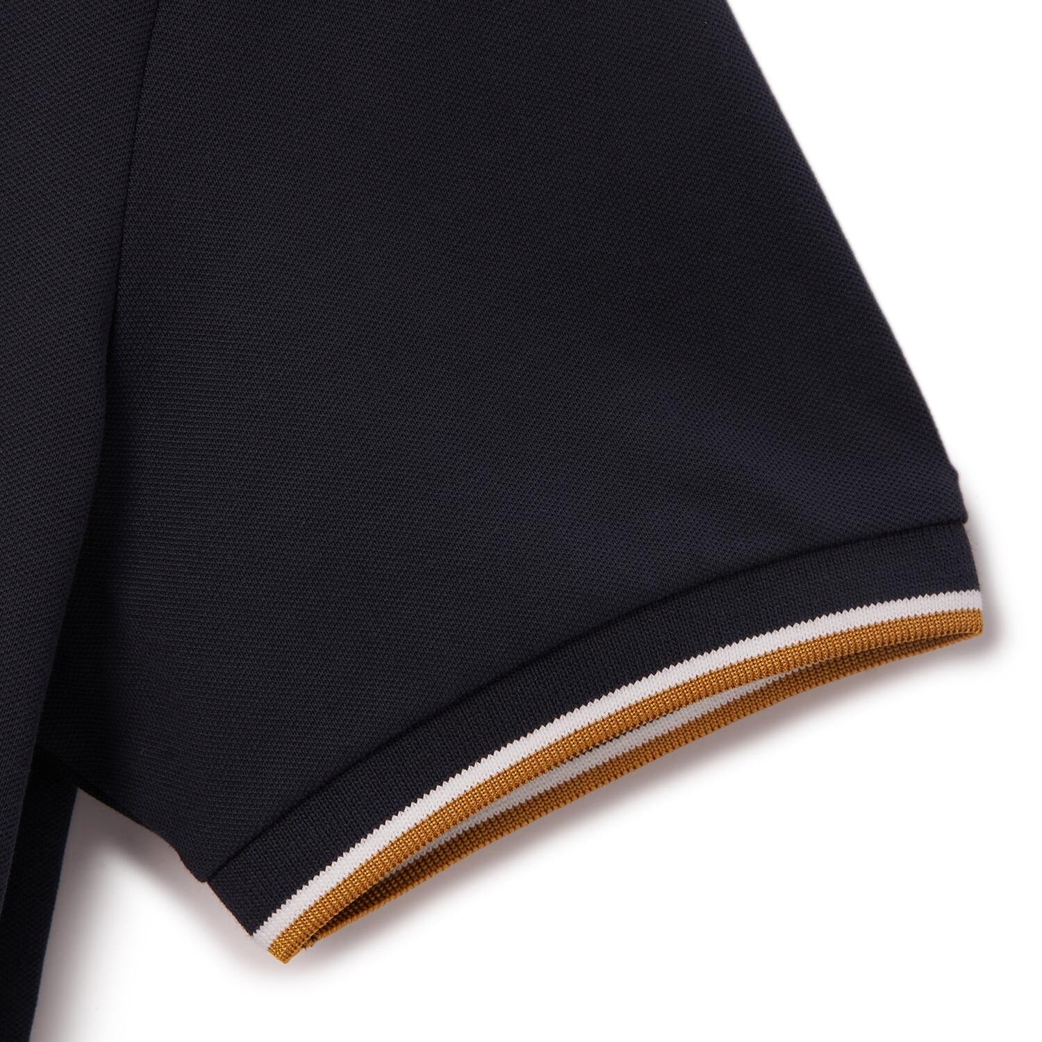 Cotton/Lycra Pique Flat Knitted Collar Short Sleeve Embroidery Solid Polo