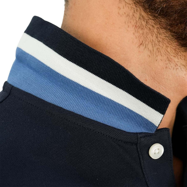 Cotton/Lycra Pique Flat Knitted Collar Short Sleeve Slim Embroidery Napoleon Polo