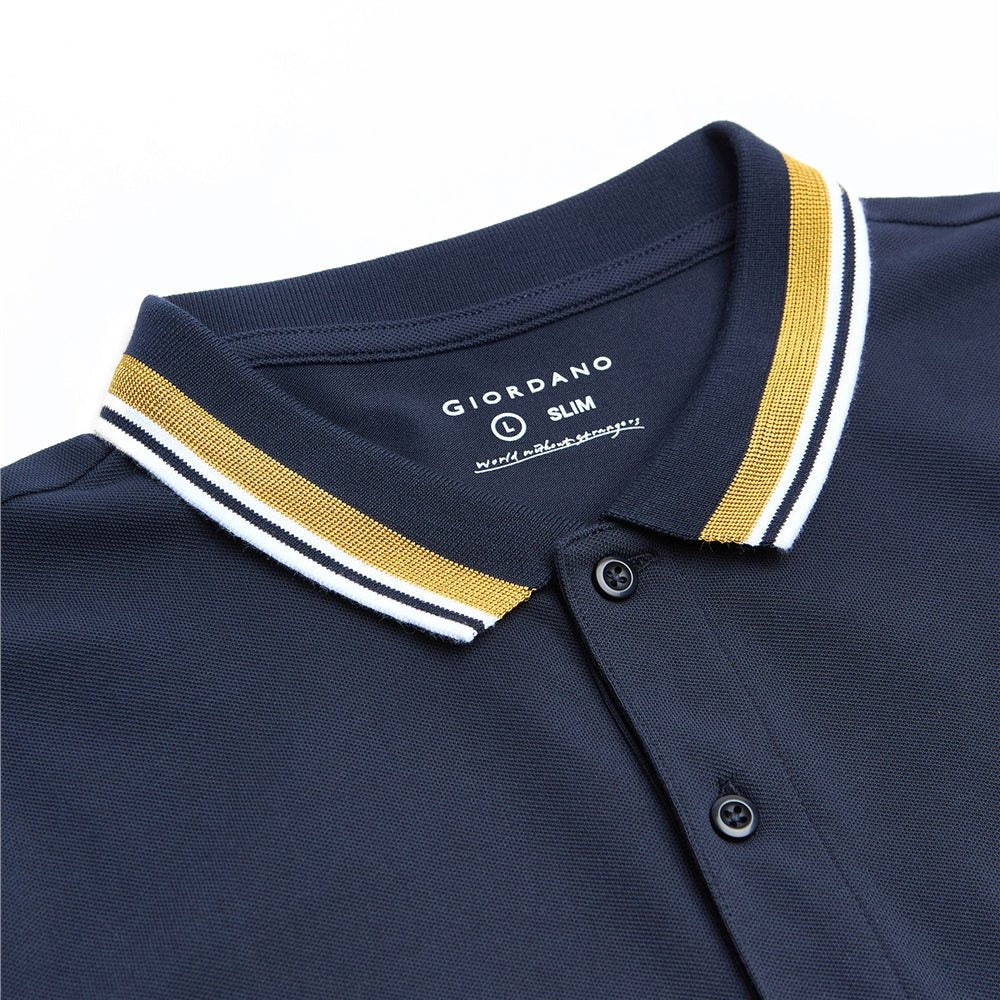 Men's Slim Pique Polo With Contrast Collar & Signature Embroidery