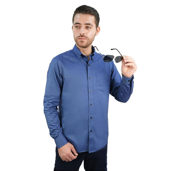 Cotton Oxford Flannel Long Sleeve Regular Wrinkle Free Shirt (Premium)