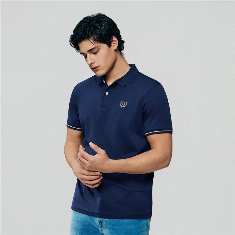 Men's Cotton Interlock Slim Fit Liquid Touch Embroidery Polo