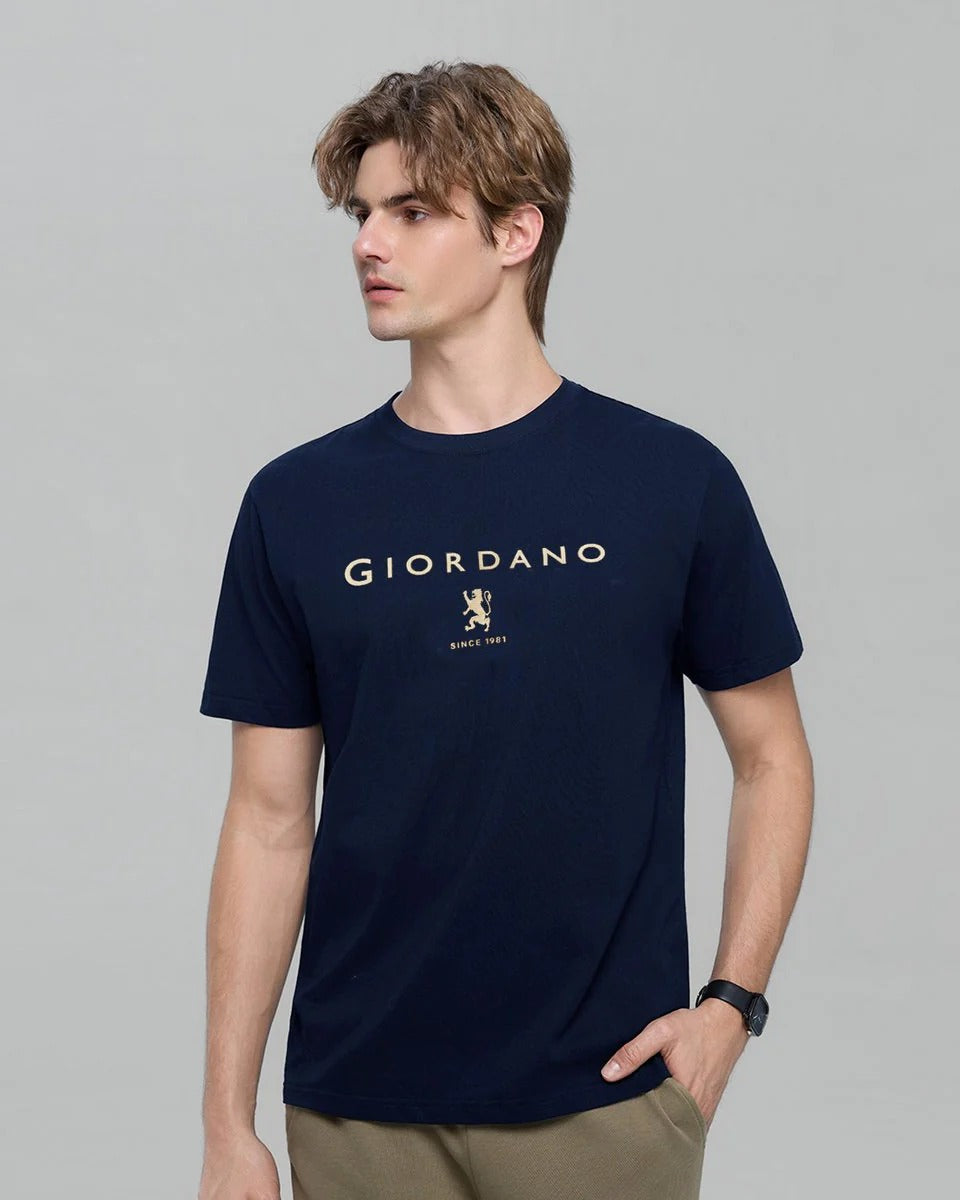 Men's Slim Cotton Crew Neck Signature Print Tee