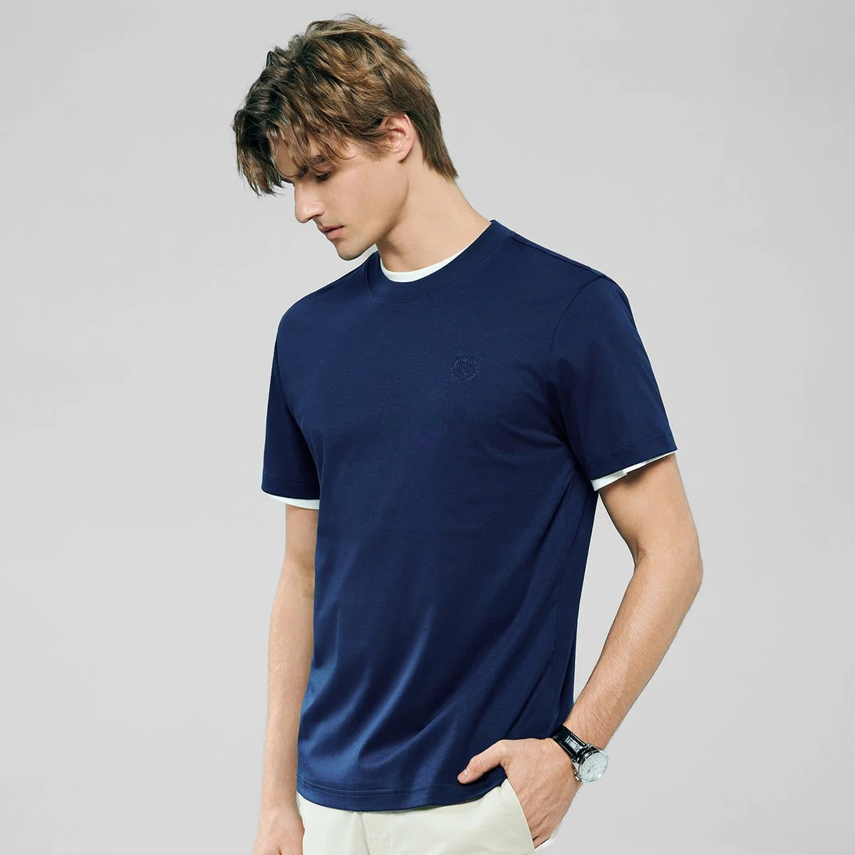 Men's Slim Fit Liquid Touch Cotton Crew Neck Tee (feel the difference)