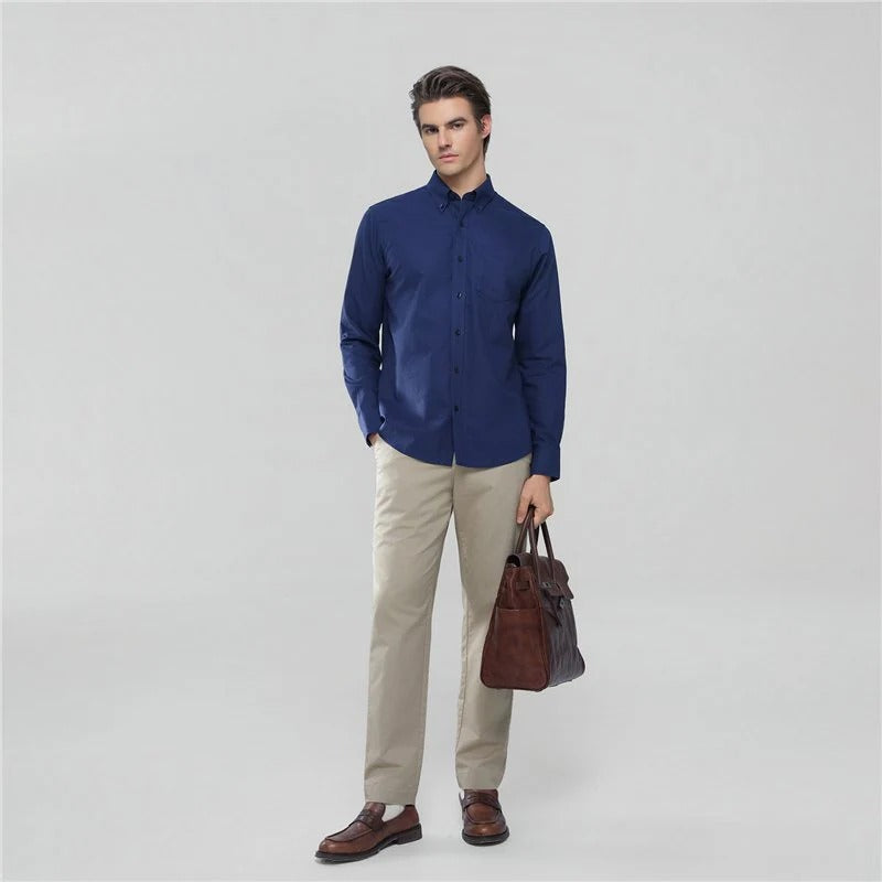 Men's Cotton Long-Sleeve Wrinkle-Free Shirt (Premium)