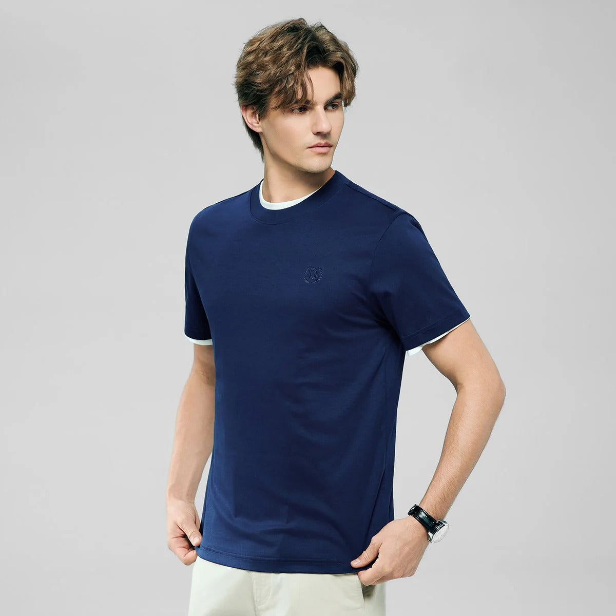 Men's Slim Fit Liquid Touch Cotton Crew Neck Tee (feel the difference)