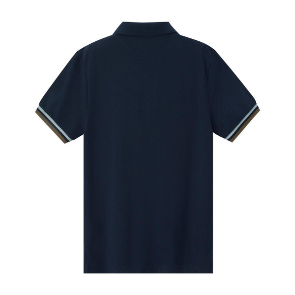 Cotton Pique Flat Knitted Collar Short Sleeve Slim Embroidery Solid Polo