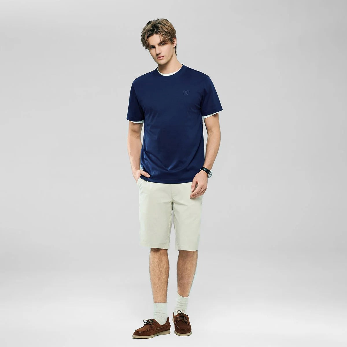 Men's Slim Fit Liquid Touch Cotton Crew Neck Tee (feel the difference)